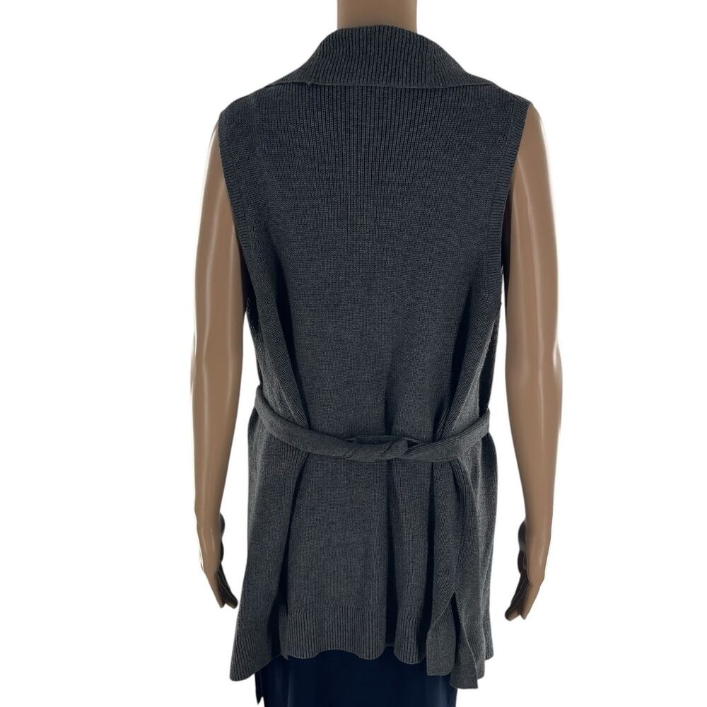 Lands' End Gray Knit Cotton Sleeveless Tie Waist Vest - Picture 7 of 10